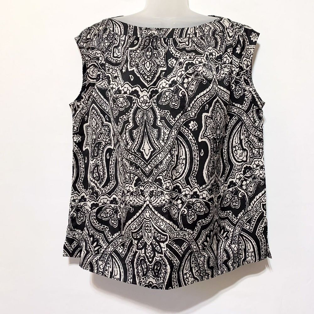 NWT Talbots Sleeveless Black White Top Blouse Size 14W